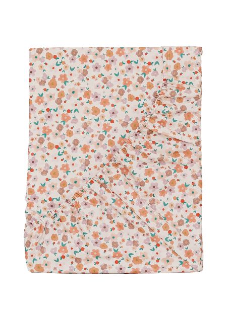 Fitted sheet Joy - 90x200cm - floral print pink