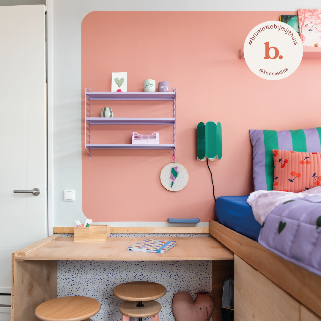 Bibelotte verf Framboos en Behang Terrazzo kobalt - @koosiekids