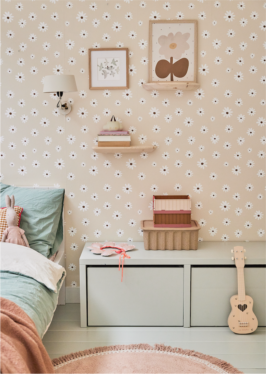 Behang Madelief in een rustig Scandinavisch interieur